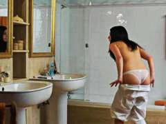 babe, brunette, girl, masturbation, teen, stripping, bathroom, this, darkhair, sample
