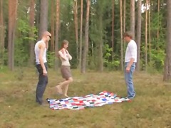 russian, teen, threesome, forest