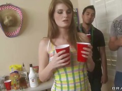 beautiful, cute, drunk, hairy, moaning, penetration, redhead, sofa, tits, white